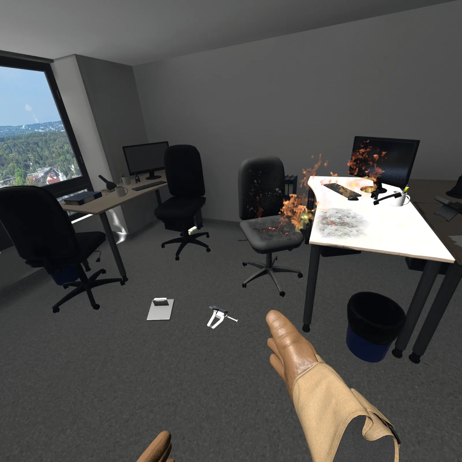 VR Bürobrand Training – Rauchentwicklung im Büro