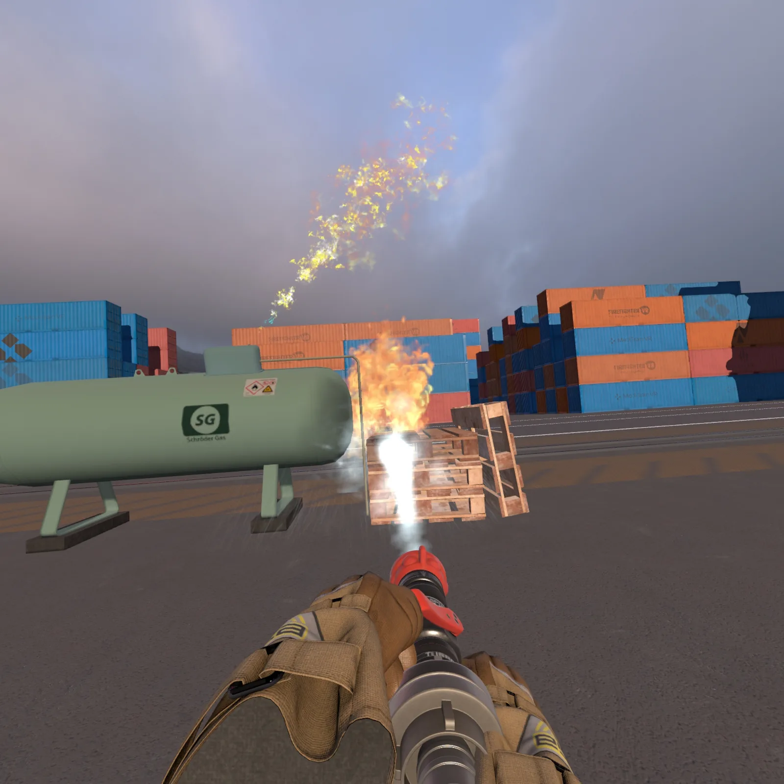 VR Gastankbrand Training – Kühlung des Tanks