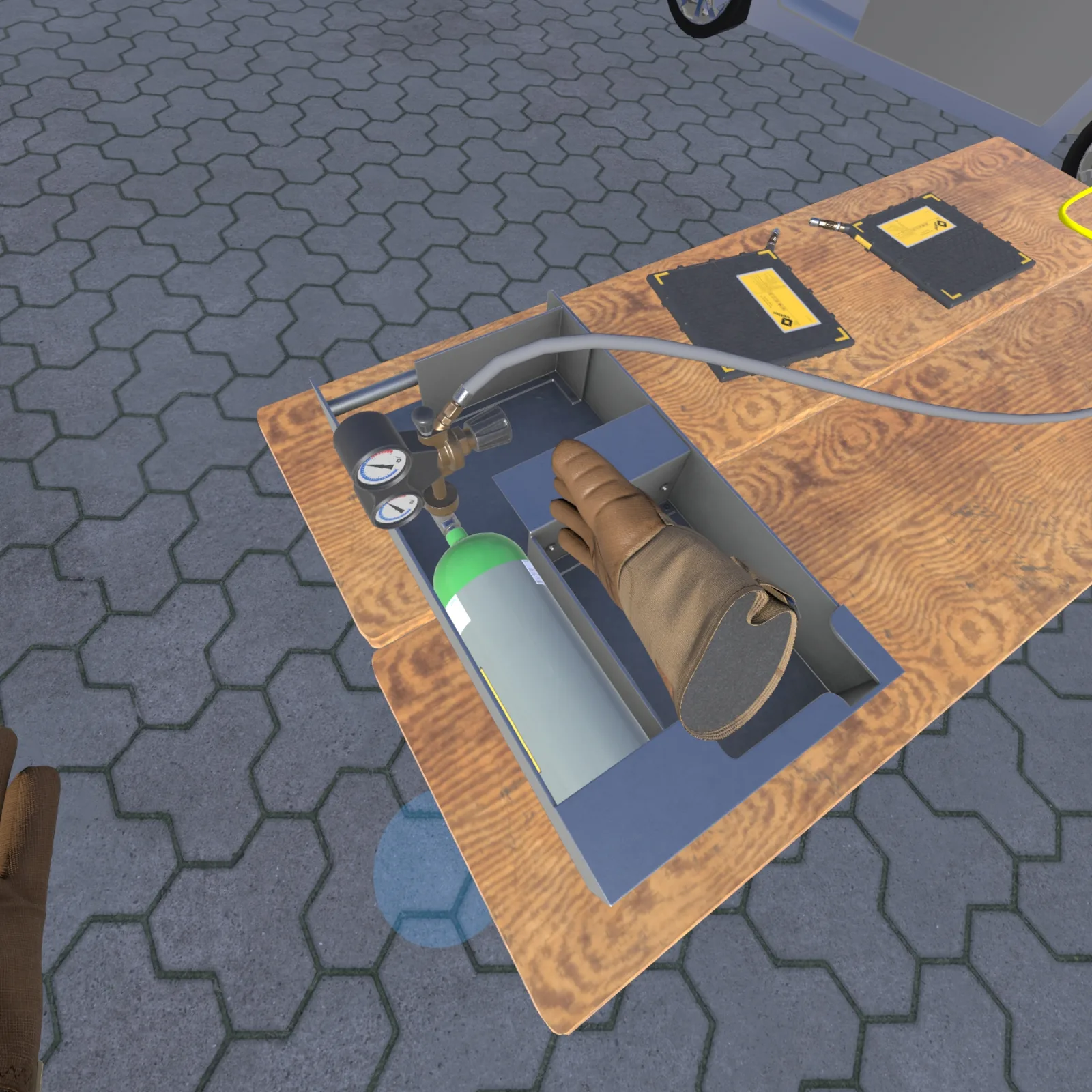 VR Notfallpneumatik Training – Rettungsschere positionieren