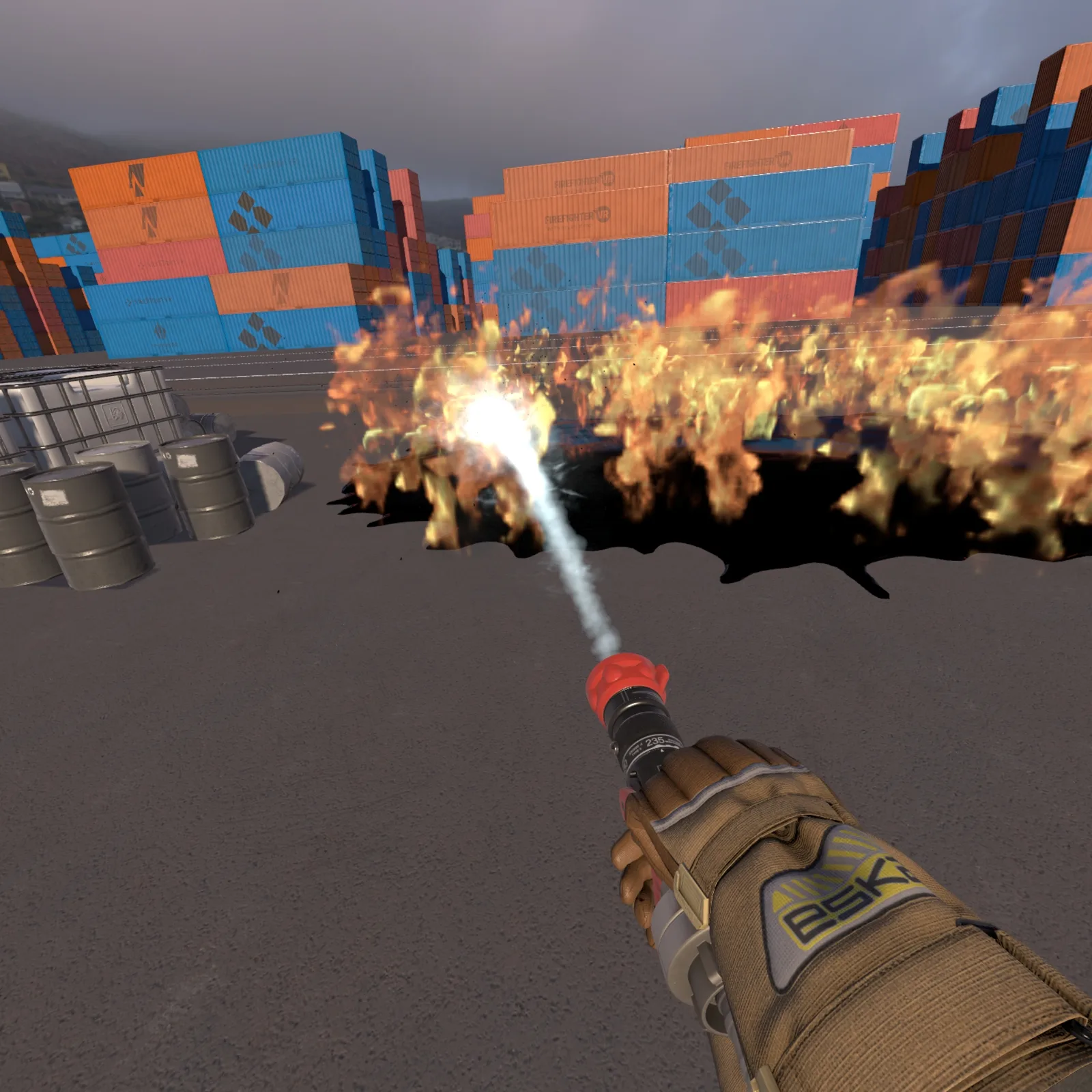 VR Ölflächenbrand Training – Schaumlöscher einsetzen