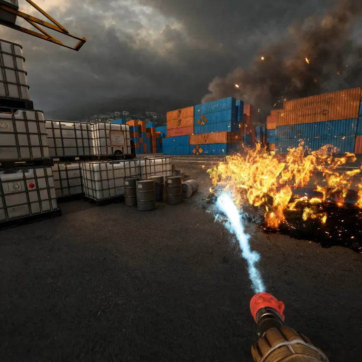 VR Ölflächenbrand Industriebrand Training