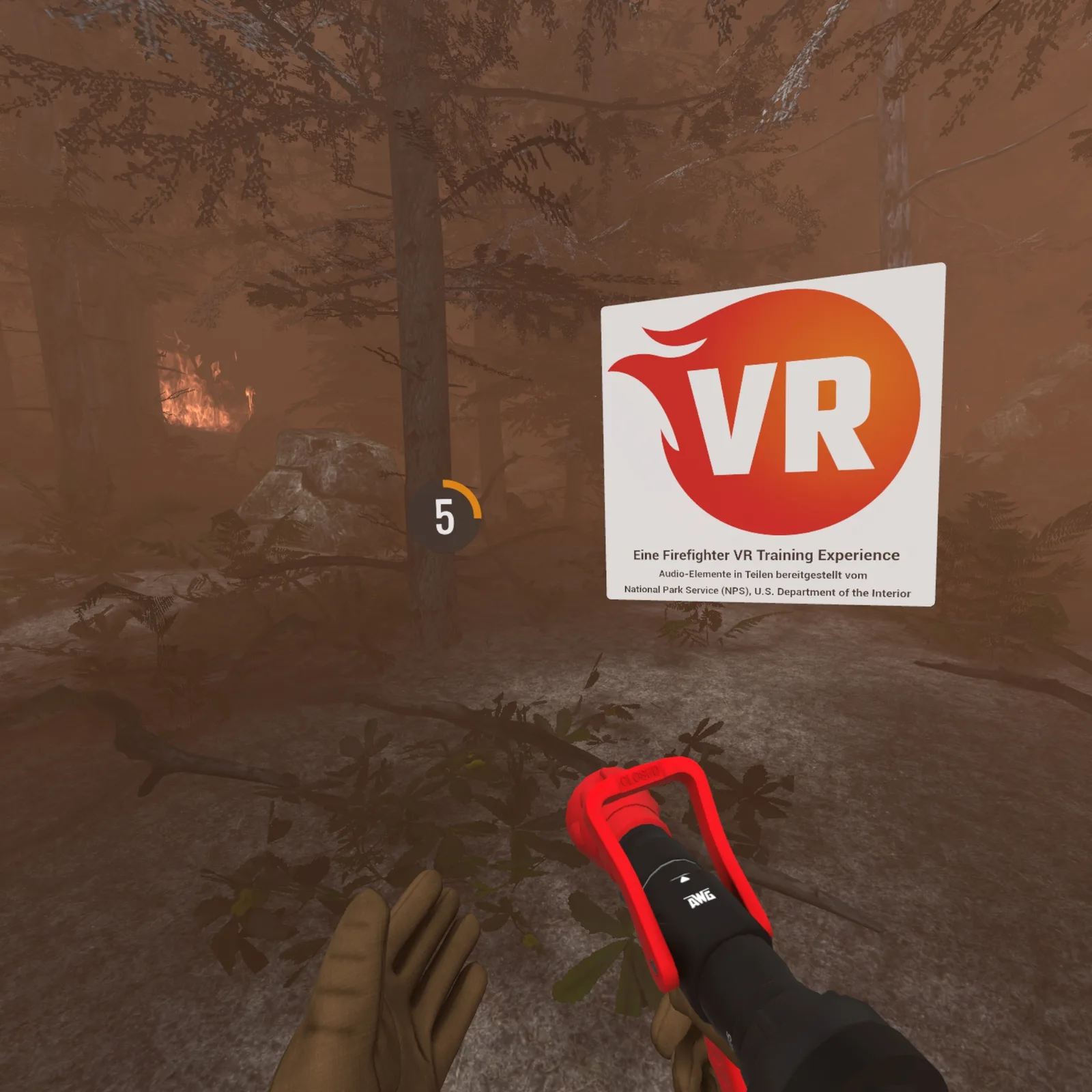 VR Waldbrand Training – Löschangriff mit D-Strahlrohr